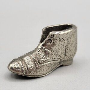 Match Stick Holder Striker Shoe Figurine Solid Brass Silver Tone Finish Mini